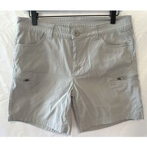Eddie Bauer Women's 7" Rainier Shorts Grey Zippered Pocket sz 10 Hiking Outdoor